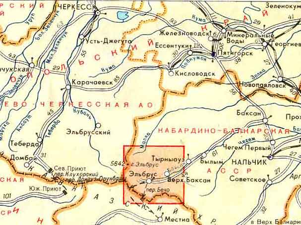 Карта верхняя балкария со спутника